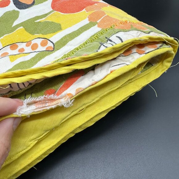 Vintage 1970s Kitschy Handmade Throw Blanket Flower Snail Yellow Orange AS IS - Picture 7 of 10